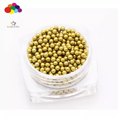 1000 Pcs 12g Glass Dark Gold Micro Beads Small No Hole 1.5-2mm Nail Art Caviar • $0.99