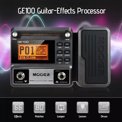 MOOER GE100 Guitar Multi-Effects Pedal 66 Effects 180s Loop Recording Distortion • $86.99