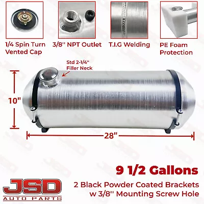 Fuel Tank 9 1/2 Gallon 10x28 End Fill 3/8 NPT Outlet Aluminum Spun Gas Tank Cell • $142.62