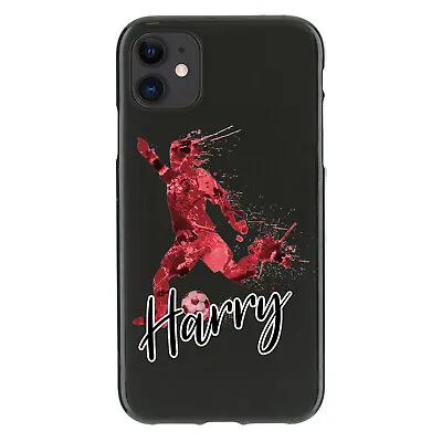 Personalised Initial Phone Case For IPhone 14/13/12/11/XR Red Football TPU Cover • £6.49