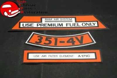 71 Ford BOSS 351 Ram Air Aftermarket Air Cleaner Decal Set 3 Pieces • $22.50