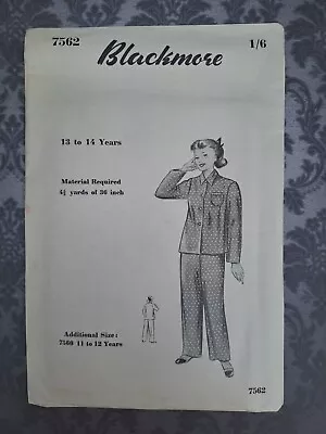 £8 • Buy 50s Blackmore Paper Sewing Dress Pattern Vintage Girls  13 - 14 Yrs PJs Pyjama 