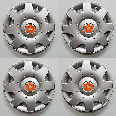 1998-2009 VW BEETLE 16  ORANGE DAISY FLOWER Wheelcover Hubcap SET • $74.92