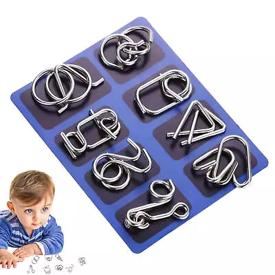  8pcs Set Metal Wire Puzzle Toy Brain Teaser Game  Kid Mind IQ Test  Ring  • $8.98