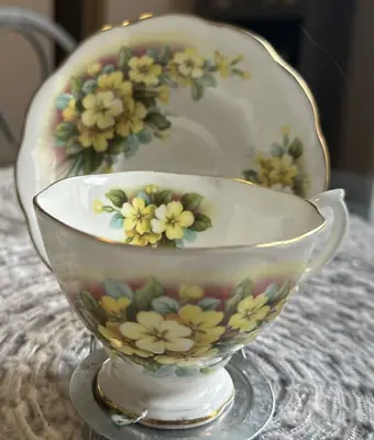 Vintage Tea Cup And Saucer Royal Albert Primrose • $21