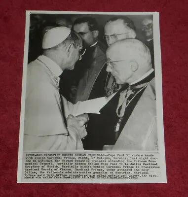 1963 Press Photo Cardinal Josef Frings Shakes Hands With Pope Paul VI Vatican • $8