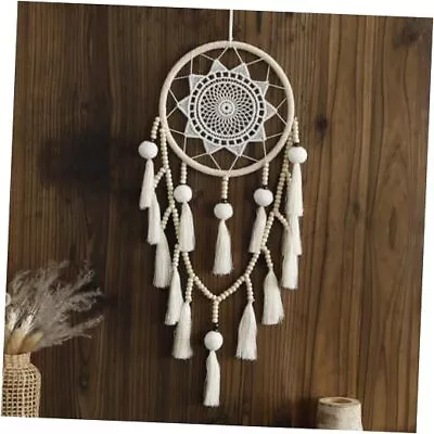 Macrame Dream Catcher Wall Decor With Pom Poms Large White Dreamcatcher Country • $22.09