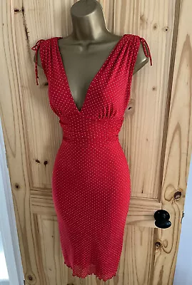 £30 • Buy Jane Norman Y2k Vintage Red White Polka Dot Pencil Dress Size 10 12