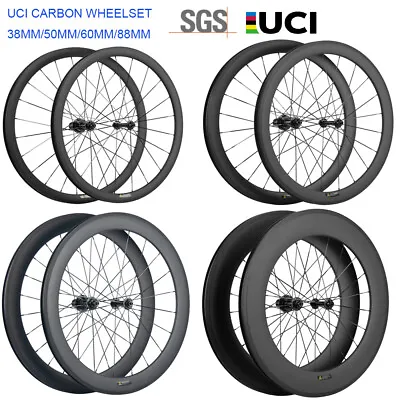 700C Carbon Wheels 38/50/60/88mm Road Carbon Wheelset Clincher Bicycle Wheels • $277.20
