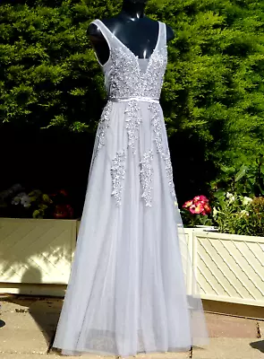 Ever Pretty Grey Sequin Maxi Dress Size 08 UK Wedding Bridesmaid PROM Cruise • £49.99