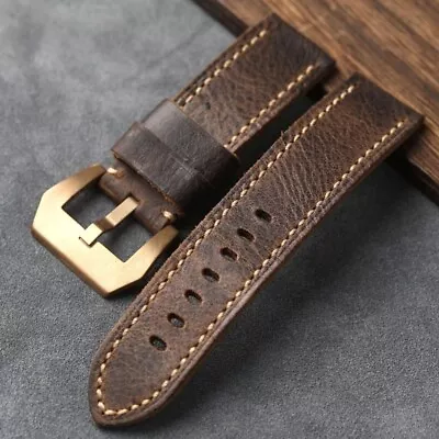 £19.99 • Buy Top Italian Distressed Leather Watch Strap 20mm 22mm 24mm 26mm Brown Gold