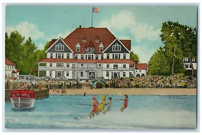 C1940 Hotel Macatawa Restaurant Ski Show Performer Macatawa Michigan MI Postcard • $14.98