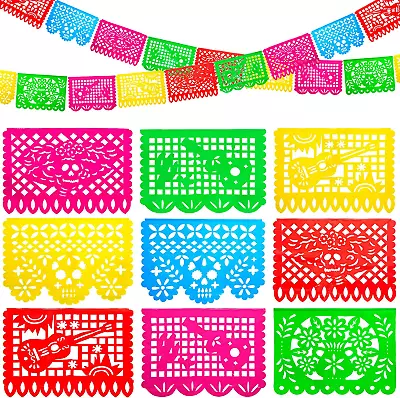 Mexican Party Banner 18 Feet Plastic Day Of The Dead Papel Picado Banner Cinco  • $11.97