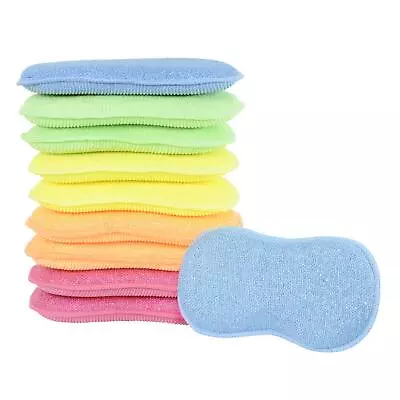 Microfibre Cleaning Pads Scourer 10 Pack Of Micro-Pro Duo Action Sponge Cloths • £9.99