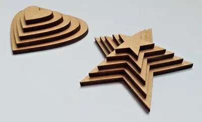 £1.50 • Buy Wooden MDF Shapes Hearts Stars Craft Embellishments Decoration Cardmaking Blank