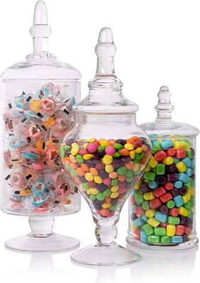 £79.04 • Buy Glass Apothecary Jars With Lids- Set Of 3 Candy Jars For Candy Buffet - Apotheca