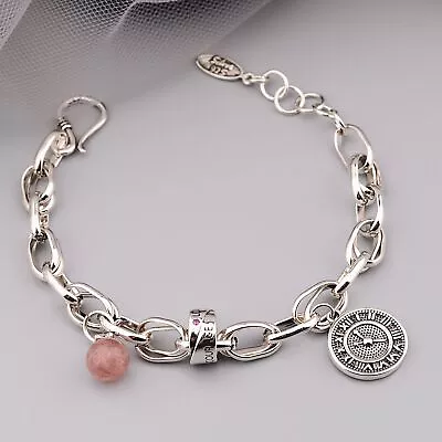 Womens 925 Engraved Sterling Silver Beaded Wrists Bracelet Jewellery Charm Chain • £4.19