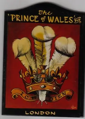 THE PRINCE OF WALES Mini PUB SIGN 10  Tavern BAR Wood Board 25cm Feather Inn Uk • £15