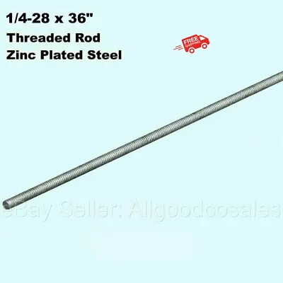 $18.97 • Buy All Thread Rod  1/4-28   Fully Threaded Rod   36   Zinc Plated Steel   3 FT Long