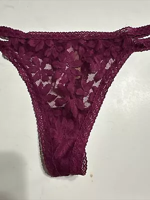 Victoria Secret Pink Thong String Maroon ST11196718 Size M • $8.50