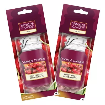 2 X Yankee Candle 2D Car Jar Air Freshener Freshner Fragrance Scent BLACK CHERRY • £6.50