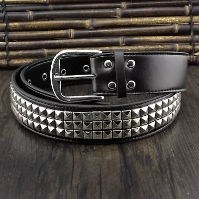 Sliver Studded Rivet Leather Belt Punk Biker Rock Waistband Men/women • $22