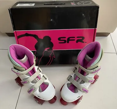 SFR Phoenix Quad Roller Skates Adult Child UK Size 3 Pink White Used Outdoor Toy • £10