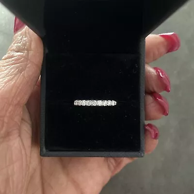 9ct White Gold 0.33ct Real Diamond Diamond Half Eternity Ring Size L • £165