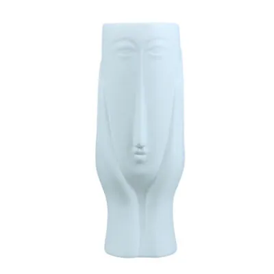 Tall White Ceramic Face Hands Cache Herbs Plant Pot Planter Vase Home Decor • £10.95