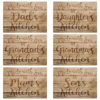 £11.99 • Buy Made With Love In (Relation) Kitchen Wooden Effect Tempered Glass Chopping Board