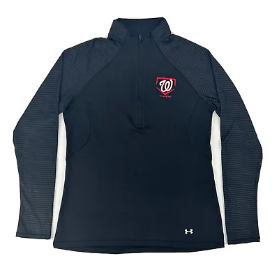 Washington Nationals Shirt Women's XL Black Under Armour 1/2 Zip Pullover MLB • $20.99