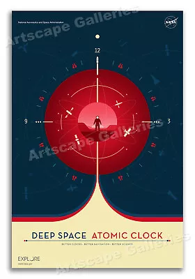 NASA Retro Style Travel Poster - Deep Space Atomic Clock! - 24x36 • $25.95