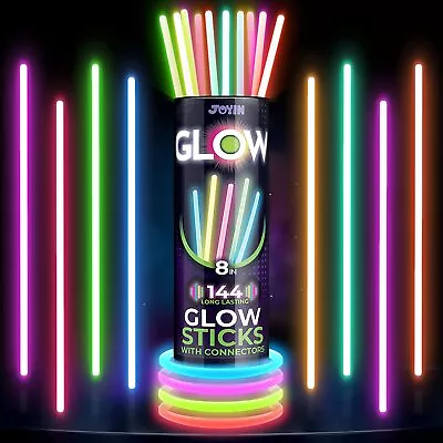 Syncfun 144Pcs 8  Glow Sticks Bulk Glow In The Dark Bracelets Necklaces Party • $20.99