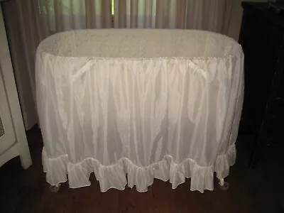 $40 • Buy Vtg Toddletime By Penny's Rolling Wicker Basket Baby Bassinet Cradle Crib Skirt