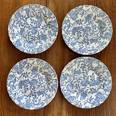 Vintage CHURCHILL Blue Peony Set Of 4 Salad Plates RARE 8” Made In England • $44.90