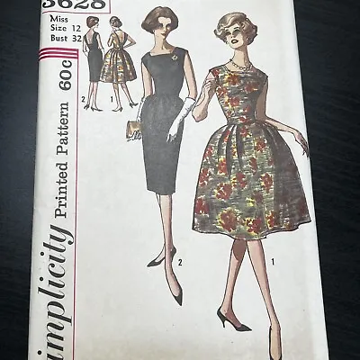 Vintage 1960s Simplicity 3628 MCM Dress With Cummerbund Sewing Pattern 12 UNCUT • $6