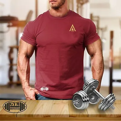 Lambda Warrior T Shirt Pocket Gym Clothing Bodybuilding Training Workout Men Top • £10.99