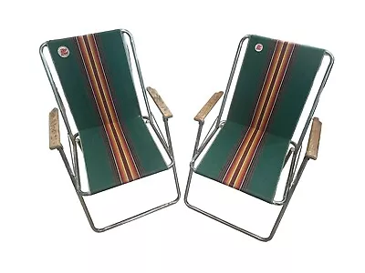 Set Of 2 Vintage Zip Dee Airstream Folding Lawn Chairs Canvas  • $200
