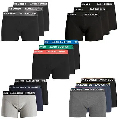 Mens Jack & Jones Trunks Boxer Shorts/Boxers 3 Pairs Underwear Size S-XXL • £16.95