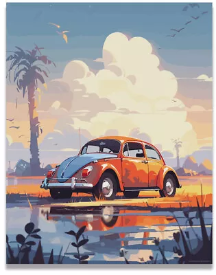Volkswagen Poster Vintage Beach Van Beetle Surf Prints Art 11x14 Inches Unframed • $9.95