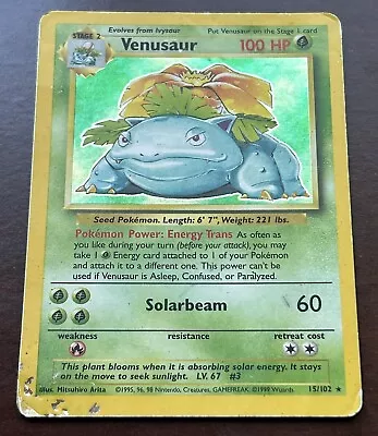 Pokémon TCG Venusaur Base Set 15/102 Holo Rare —PSA 1 Candidate • $35