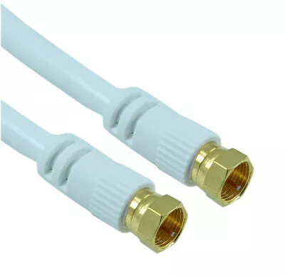 12ft RG6 QUAD SHIELD HI-BANDWIDTH Coax Cable F-type Gold Plated WHITE • $4.53