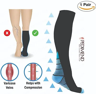 Pedimend Flight Socks Men Women Compression Socks Varicose Veins Sports Stocking • £9.49