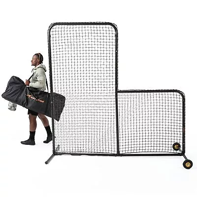 	L Screen Baseball For Batting Cage | Baseball Pitching Net With Wheels-7 Feet 	 • $192.06