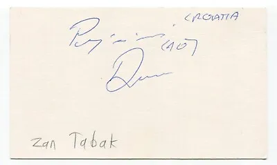 Zan Tabak Signed 3x5 Index Card Autographed Basketball 1995 Toronto Raptors • $30