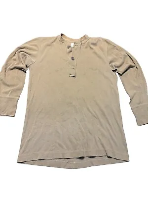 Vintage Military Henley Undershirt Mens Medium Wool Winter Natural Lally MFG • $17.99