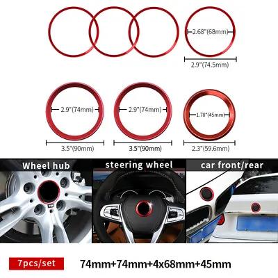 Red 7Pcs Front Hood Trunk 74MM 45mm 68mm Wheel Rings For BMW F85F86 Badge Emblem • $20.69