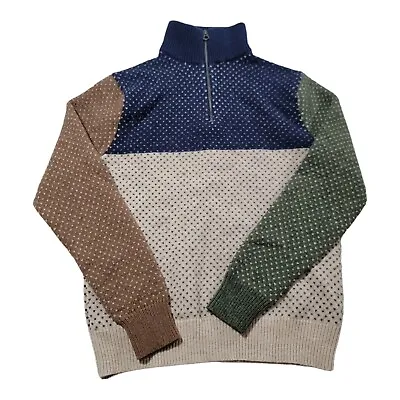 J.Crew Men's Marled Rugged Merino Wool Half-Zip Sweater Size Medium  • $34.95