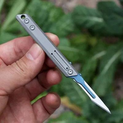 Titanium Mini Pocket Knife Folding Scalpel Blade EDC Tools Survival Keychain • $15.95