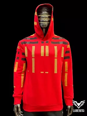 New Mens Red Slim Fit Hoodie Sweatshirt Black Gold Plaid Pattern Rhinestones • $39.99